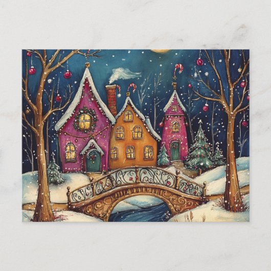 NAIVE ART Christmas card postcard ポストカード (正面)