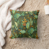 Naive Art Lush Garden Tapestry in Green and Blue クッション (ブランケット)