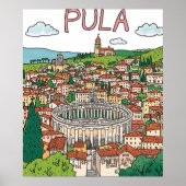 Naïve Art Pula Arena Print – Historic Landmark Art ポスター (正面)