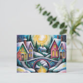 NAIVE ART village scene ポストカード (スタンド正面)