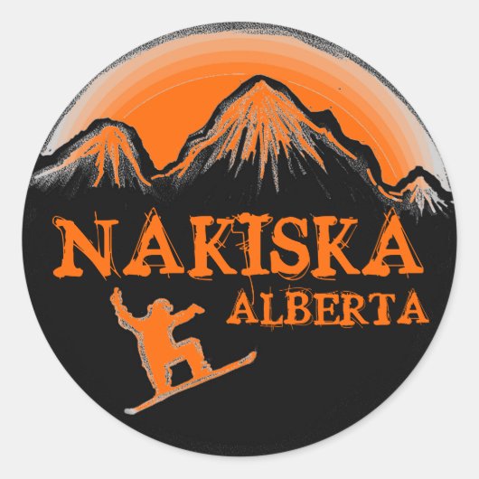 Nakiska Albertaカナダのオレンジ色のスノーボードシール ラウンドシール (正面)