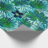 Nalaniのハワイの熱帯庭のティール（緑がかった色） ラッピングペーパー (角)