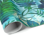 Nalaniのハワイの熱帯庭のティール（緑がかった色） ラッピングペーパー (ロールコーナー)