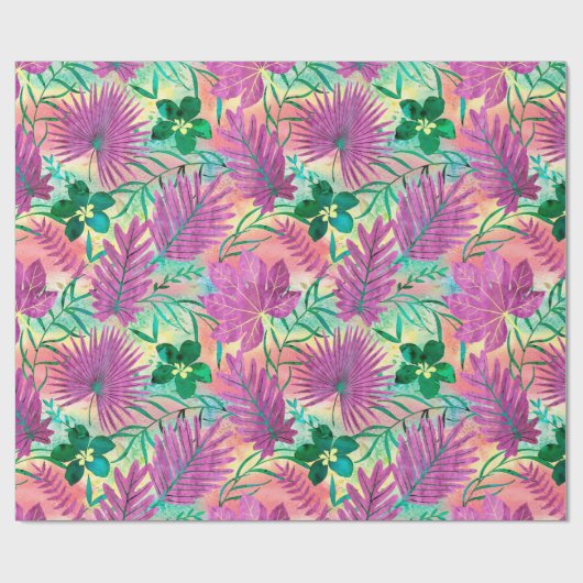 Nalaniのハワイの熱帯庭の明るい赤紫色 ラッピングペーパー (フラット)