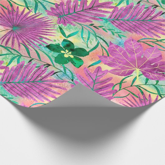 Nalaniのハワイの熱帯庭の明るい赤紫色 ラッピングペーパー (角)