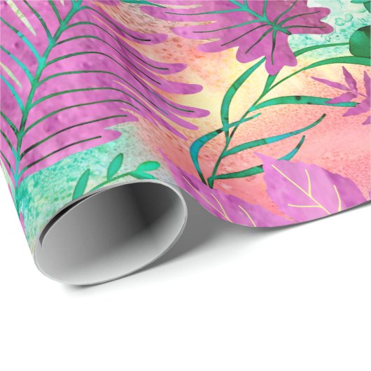 Nalaniのハワイの熱帯庭の明るい赤紫色 ラッピングペーパー (ロールコーナー)
