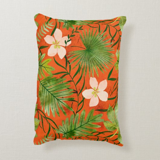Nalaniのハワイの熱帯庭の珊瑚 アクセントクッション (裏面(縦))