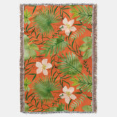 Nalaniのハワイの熱帯庭の珊瑚 スローブランケット (正面縦)