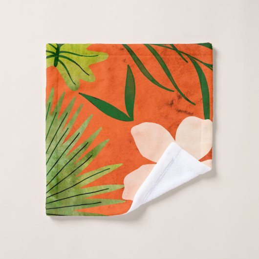 Nalaniのハワイの熱帯庭の珊瑚 バスタオルセット (ウォッシュタオル)