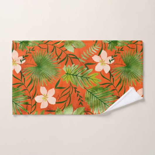 Nalaniのハワイの熱帯庭の珊瑚 バスタオルセット (ハンドタオル)