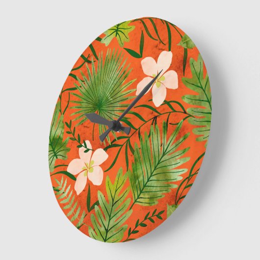 Nalaniのハワイの熱帯庭の珊瑚 ラージ壁時計 (傾斜)