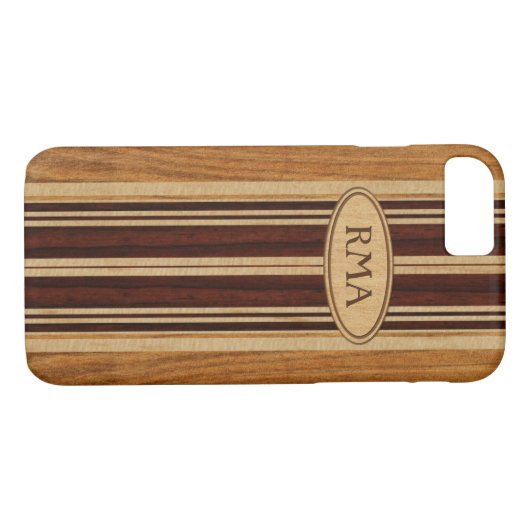 Nalu LuaフェイクなKoaの木製のモノグラムのサーフボード Case-Mate iPhoneケース (裏面(横))
