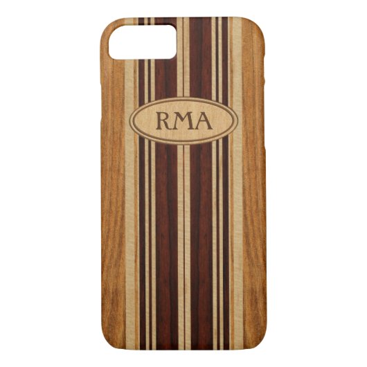 Nalu LuaフェイクなKoaの木製のモノグラムのサーフボード Case-Mate iPhoneケース (裏面)