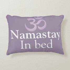 Namastay In Bed Yoga Lavender purple white Funny アクセントクッション