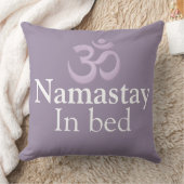 Namastay In Bed Yoga Lavender purple white Funny クッション (ブランケット)