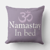 Namastay In Bed Yoga Lavender purple white Funny クッション (正面)