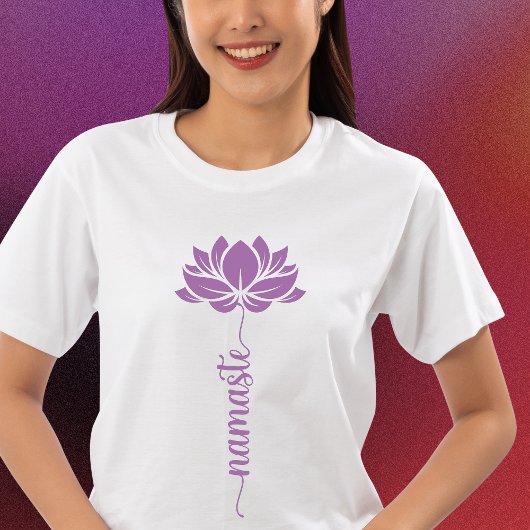 Namaste Black Lotus Flower Modern Script トライブレンドＴシャツ
