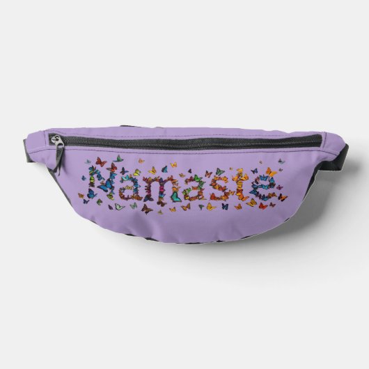 Namaste Butterfly Graphic Yoga Art Lavender Purple ファニーパック (レイダウン)