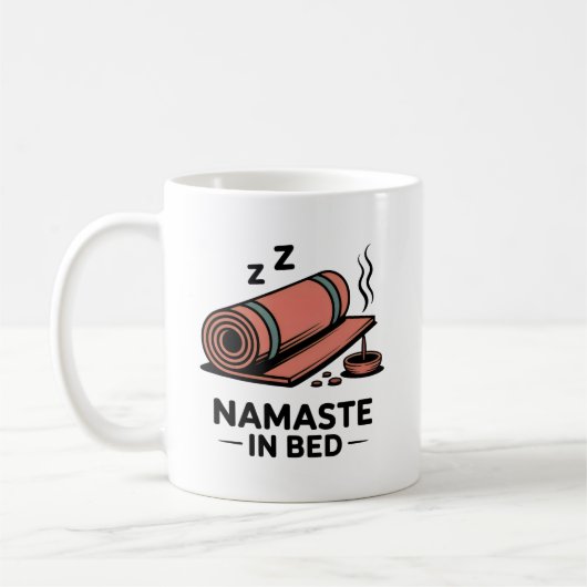 Namaste in Bed Mug – Funny Yoga & Self-Care Gift コーヒーマグカップ (左)