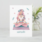 Namaste-meditierende Frau- boho Illustration 招待状 (スタンド正面)