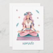 Namaste-meditierende Frau- boho Illustration 招待状 (正面/裏面)