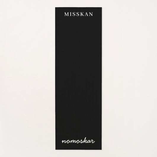 Namaste Modern Name Spiritual Meditation Black ヨガマット (正面)