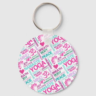 Namaste, Peace and Harmony Pink YOGA Pattern キーホルダー