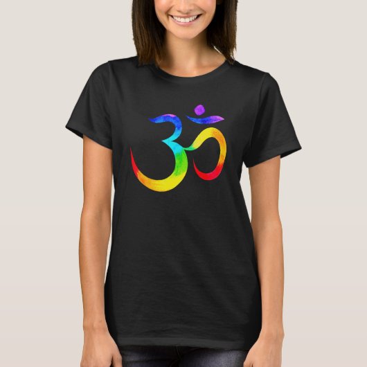 Namaste Yoga Symbol Rainbow Tシャツ (正面)