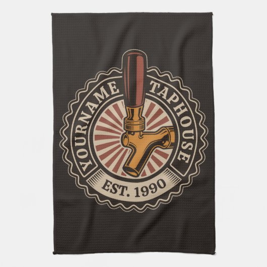 NAMEクラフトパーソナライズされたビールタップハウスブルワリーバー キッチンタオル (縦)