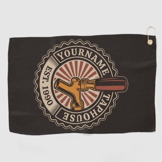 NAMEクラフトパーソナライズされたビールタップハウスブルワリーバー ゴルフタオル (横)