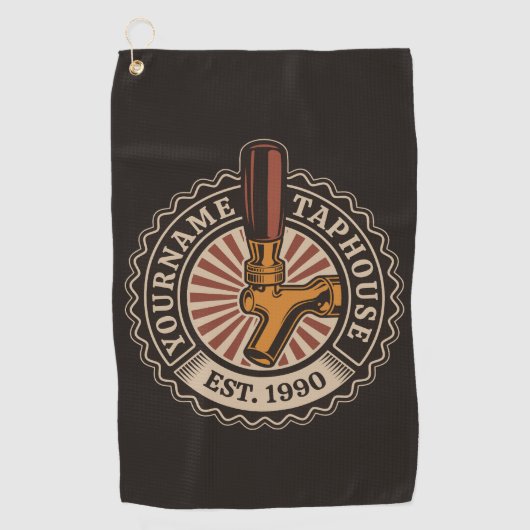 NAMEクラフトパーソナライズされたビールタップハウスブルワリーバー ゴルフタオル (正面)