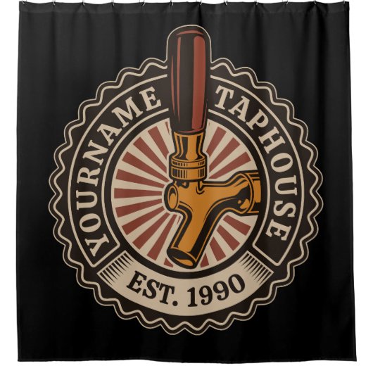 NAMEクラフトパーソナライズされたビールタップハウスブルワリーバー シャワーカーテン (正面)