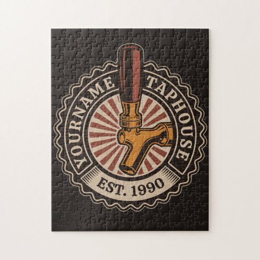 NAMEクラフトパーソナライズされたビールタップハウスブルワリーバー ジグソーパズル (縦)