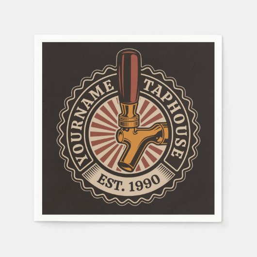 NAMEクラフトパーソナライズされたビールタップハウスブルワリーバー スタンダードカクテルナプキン (正面)