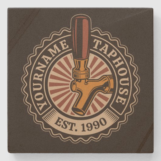 NAMEクラフトパーソナライズされたビールタップハウスブルワリーバー ストーンコースター (正面)