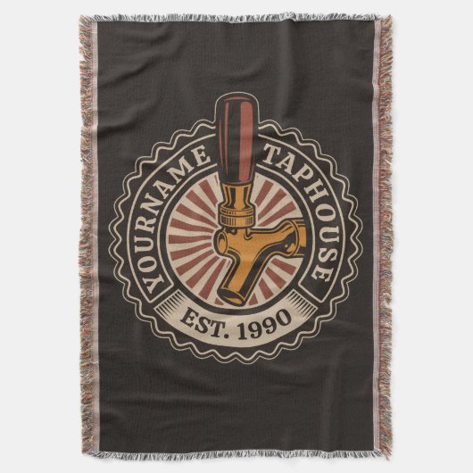 NAMEクラフトパーソナライズされたビールタップハウスブルワリーバー スローブランケット (正面縦)