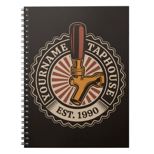 NAMEクラフトパーソナライズされたビールタップハウスブルワリーバー ノートブック (正面)