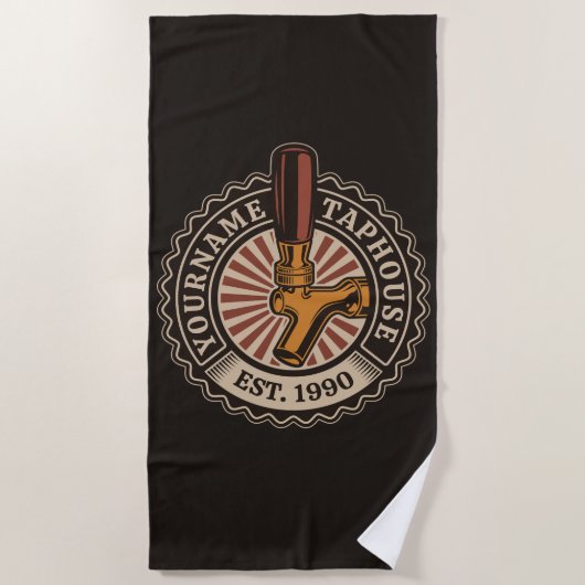 NAMEクラフトパーソナライズされたビールタップハウスブルワリーバー ビーチタオル (正面)