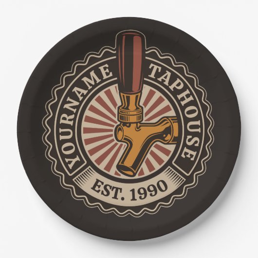 NAMEクラフトパーソナライズされたビールタップハウスブルワリーバー ペーパープレート (正面)