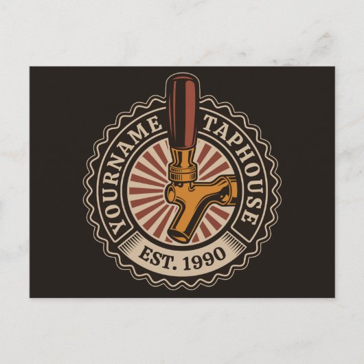 NAMEクラフトパーソナライズされたビールタップハウスブルワリーバー ポストカード (正面)