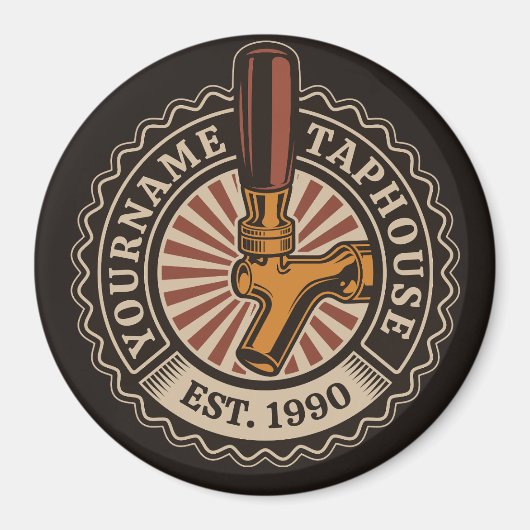 NAMEクラフトパーソナライズされたビールタップハウスブルワリーバー マグネット (正面)