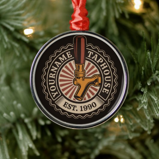 NAMEクラフトパーソナライズされたビールタップハウスブルワリーバー メタルオーナメント (ツリー)