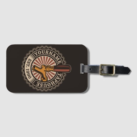 NAMEクラフトパーソナライズされたビールタップハウスブルワリーバー ラゲッジタグ (正面横)