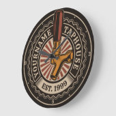 NAMEクラフトパーソナライズされたビールタップハウスブルワリーバー ラージ壁時計 (傾斜)