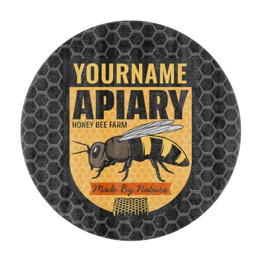 NAMEハニーパーソナライズされたビー養蜂場 カッティングボード (正面)