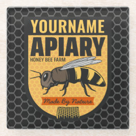 NAMEハニーパーソナライズされたビー養蜂場 ガラスコースター