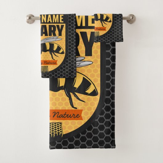 NAMEハニーパーソナライズされたビー養蜂場 バスタオルセット (インサイチュ)