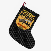 NAMEハニーパーソナライズされたビー養蜂場 ラージクリスマスストッキング (正面 (吊り時))