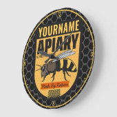 NAMEハニーパーソナライズされたビー養蜂場 ラージ壁時計 (傾斜)