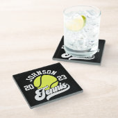 NAMEパーソナライズされたテニス選手ラケットボールコート ガラスコースター (アングル)